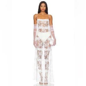 Lovers + Friends x Maggie MacDonald Millie Sheer Maxi Dress in White